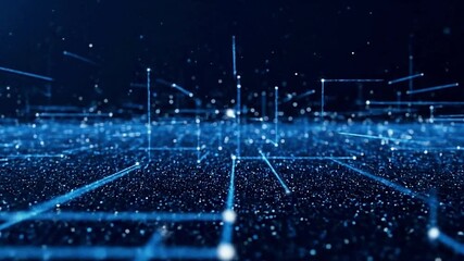 Blue digital landscape with lines  dots creating a networklike appearance