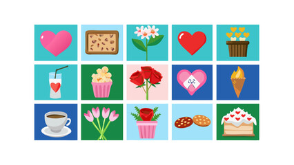  A collage of sweet treats and romantic symbols