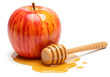 © Mahmuda - A Ripe Red Apple and a Wooden Honey Dipper with Dripping Honey
