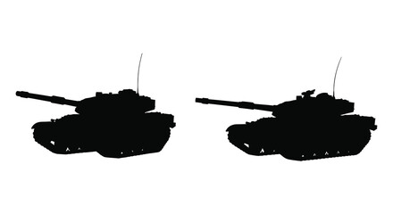 high quality Silhouette of Two Tanks in a Bold Black Outline