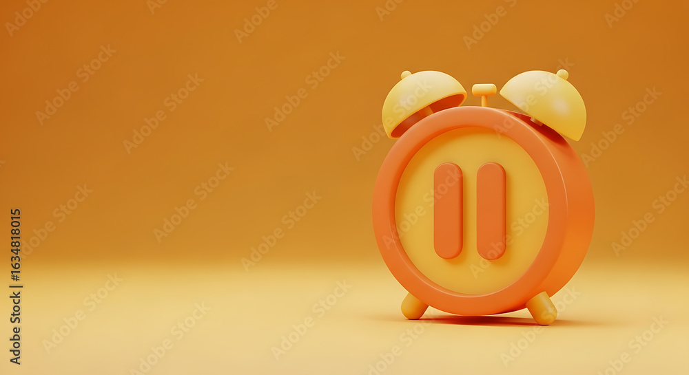 Stylized pause symbol alarm clock indicating timeout, conceptual ...