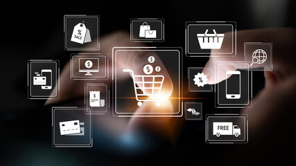 Wall Mural - Omni-channel strategies improve customer experience with brand integration and unified marketing across digital platforms and channels. Latch
