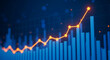 © Mirivox - Abstract blue bar graph with orange upward trend line, illustrating growth and success in business analytics, perfect for financial presentations or reports