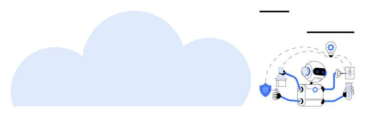 Wall Mural - robot performing cloud computing tasks, automating data analytics, securing systems, and making deci