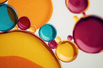 Wall Mural - colorful abstract bubbles create a vibrant composition with varying shapes and hues on a light backg
