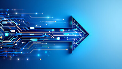 Abstract blue technology background with digital circuit and futuristic design. AI generated