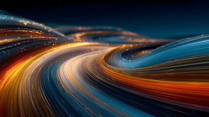 Wall Mural - dazzling light streaks creating an abstract futuristic image, depicting connectivity, technology inn