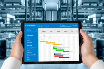 Wall Mural - project planning software for modish business project management on the computer screen showing time