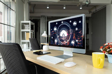 Wall Mural - cloud computing software for modish remote work and personal data storage