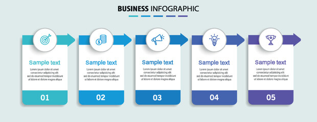 Wall Mural - business infographic template with 5 options or steps. can be used for workflow layout, diagram, ann