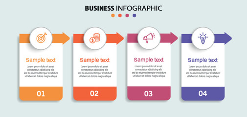 Wall Mural - business infographic template with 4 options or steps. can be used for workflow layout, diagram, ann