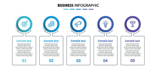 Wall Mural - business infographic template with 5 options or steps. can be used for workflow layout, diagram, ann