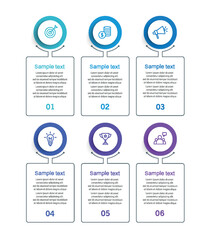 Wall Mural - business infographic design template with 6 options, steps or processes. can be used for workflow la
