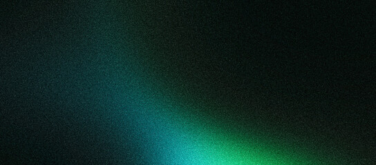 Wall Mural - Glowing blue green shape, abstract dark grainy background, noise texture dynamic black poster backdrop