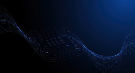 Wall Mural - Dynamic Blue Waveforms on Dark Backdrop: Abstract Technology and Data Flow Visualization