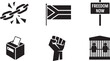 © MC Creative - South African Apartheid Era Symbols of Freedom and Equality Vector Illustration Set on Transparent Background