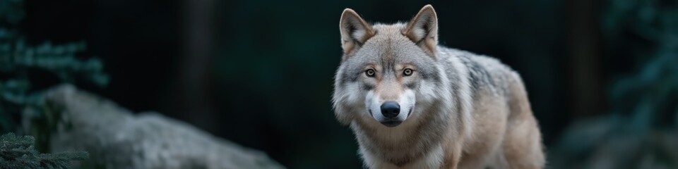  Majestic gray wolf in forest habitat captured in stunning detail