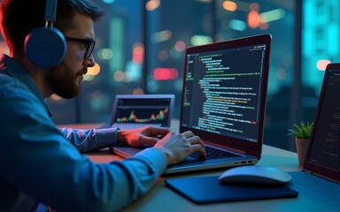 Programmer developer typing script source languages coding symbols  icon development project data programming software engineering IT technologies computer. 3d rendering. High quality