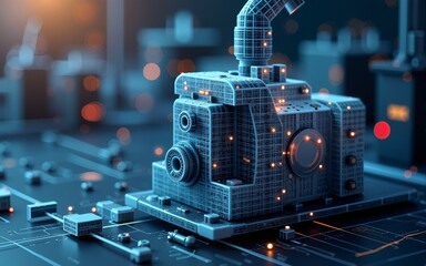Engineering designer design 3D CAD software program Industrial engine model mechanical dimensional digital manufacturing factory engineer computer screen. 3d rendering. High quality