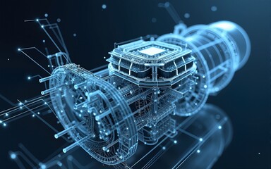 engineering designer design 3d cad software program industrial engine model mechanical dimensional d