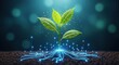 © DStocks - Futuristic digital plant growing from the earth, symbolizing technology, innovation, and sustainable growth concepts
