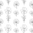 © dhani_kwok - Floral pattern featuring delicate line art flowers against a white background. Ideal for background designs, stationery, or elegant wallpaper.