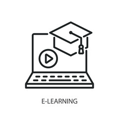 Sticker - e-learning thin line vector icons.