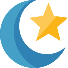 Crescent moon and star icon on white background crescent moon ramadan