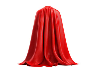 Red velvet cloth draped over an object mystery reveal, Isolated On Transparent Background, Png, Cut Out
