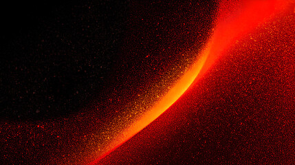 Wall Mural - abstract red orange black grainy background design with glowing color gradient shape on dark noise t