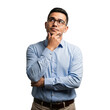 © Robi - Man in blue shirt and glasses thinking deeply isolated on transparent background
