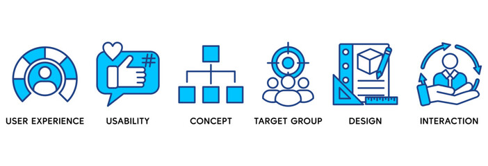 User interface design icon set vector illustration concept relate to user experience, usability, concept, target group, design and interaction