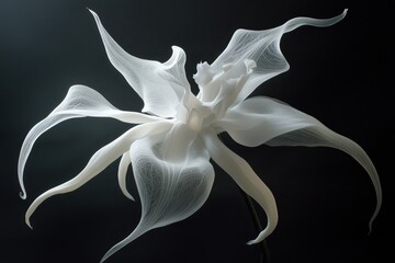 Wall Mural - delicate white flower against a dark background.