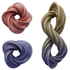 Abstract 3D Render of Isolated Geometric Shapes with Metallic Accents on Transparent Background