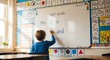 © Nan_Stock - Young student learning sight words in bright classroom, mastering literacy skills for academic success