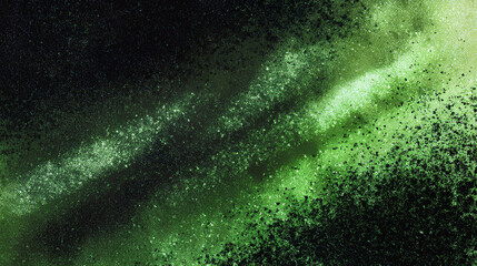 Wall Mural - green shape on grainy textured grunge black backdrop, abstract glowing dynamic noise texture backgro