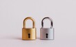 © warunthorn - Metallic Padlocks in Gold and Silver on Light Background