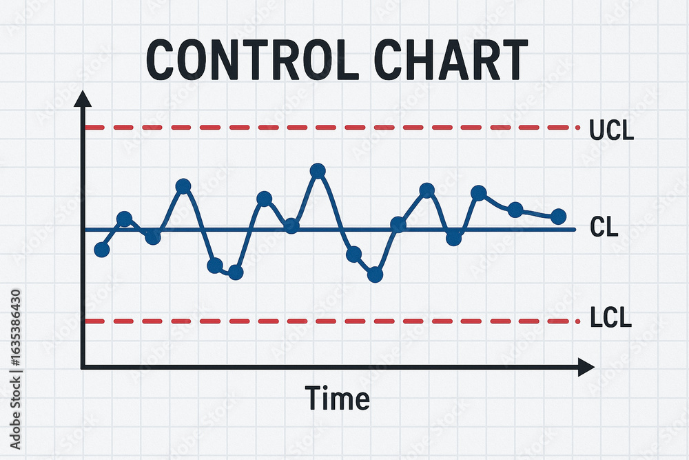 Control chart illustrates quality control in manufacturing processes ...