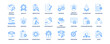 © RiskiAyu - Quality Control Icons Collection Set. Containing inspection, evaluation, product, quality assurance, process, testing and quality control icon. Simple Blue Line Vector Illustration.