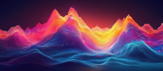 Wall Mural - vibrant, colorful, abstract landscape with flowing, dynamic mountains and hills.