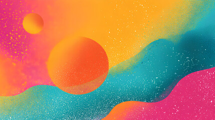 Wall Mural - vibrant summer poster design, orange teal turquoise pink abstract grainy gradient background with no