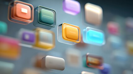 Colorful App Icons Floating, Digital Technology Background