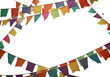 © Justins - Colorful Triangular Flags Decorate Transparent Background for Festive Party
