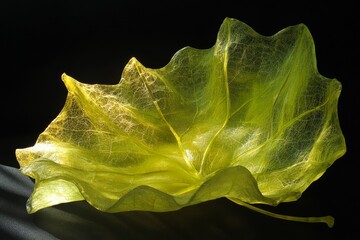 Wall Mural - detailed close-up of a vibrant, sculpted leaf.