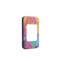 Wall Mural - abstract rectangular object with a vibrant, splattered paint design on isolated transparent backdrop