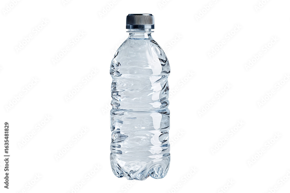 Clear plastic water bottle isolated on white background — high ...