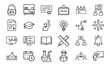 © MDTANVIR - 24 Education and School Line Icons Learning, Teaching, Online Classes, Graduation, Science, Math, and Classroom Vector Icon Set for Teachers, Students, and Educational Projects