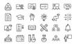 © MDTANVIR - 24 Education and School Line Icons Learning, Teaching, Online Classes, Graduation, Science, Math, and Classroom Vector Icon Set for Teachers, Students, and Educational Projects