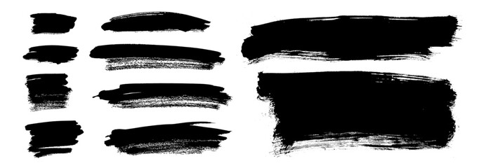 Wall Mural - Bold Chinese, Japanese, Korean vector brush stroke background. Ink paint grunge textures. Freehand highlinghts and text boxes. Isolated hand-drawn elements painted on paper. Messy vintage strokes