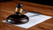 © AucArtStudio - Estate law planning. Gavel document estate law planning legal wooden table justice authority decision paperwork official court